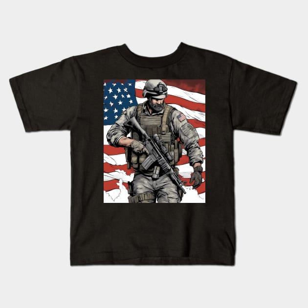 Army Ranger Kids T-Shirt by animegirlnft